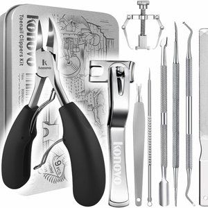 Ingrown Toenail Tool Kit 9 Pcs, Rubber Toe Nail Clippers for Adult and Seniors,